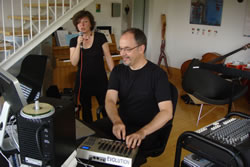 Karlheinz Essl and Margarete Jungen rehearsing <em>Sequitur IX</em>, for mezzo soprano and live-electronics.